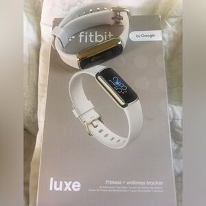 Like-new Fitbit Luxe Fitness Tracker Gold Stainless Steel & Lunar White Band